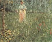 Vincent Van Gogh A Woman Walking in a Garden (nn04) oil painting on canvas